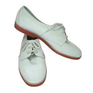 Apostrophe Shoes Light Gray Women Size 8 Suede Leather Oxford Flats Lace Up